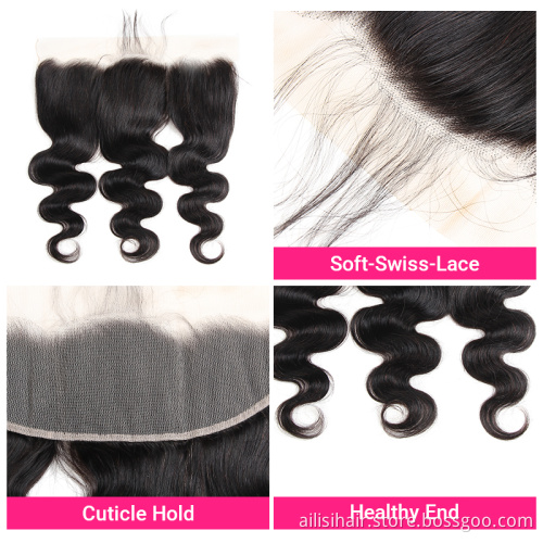 Wholesale  Virgin Cuticle Aligned Hair Pre Plucked 13*4 HD Lace Frontal Closure Transparent Swiss 13x6 Hd Lace Frontal